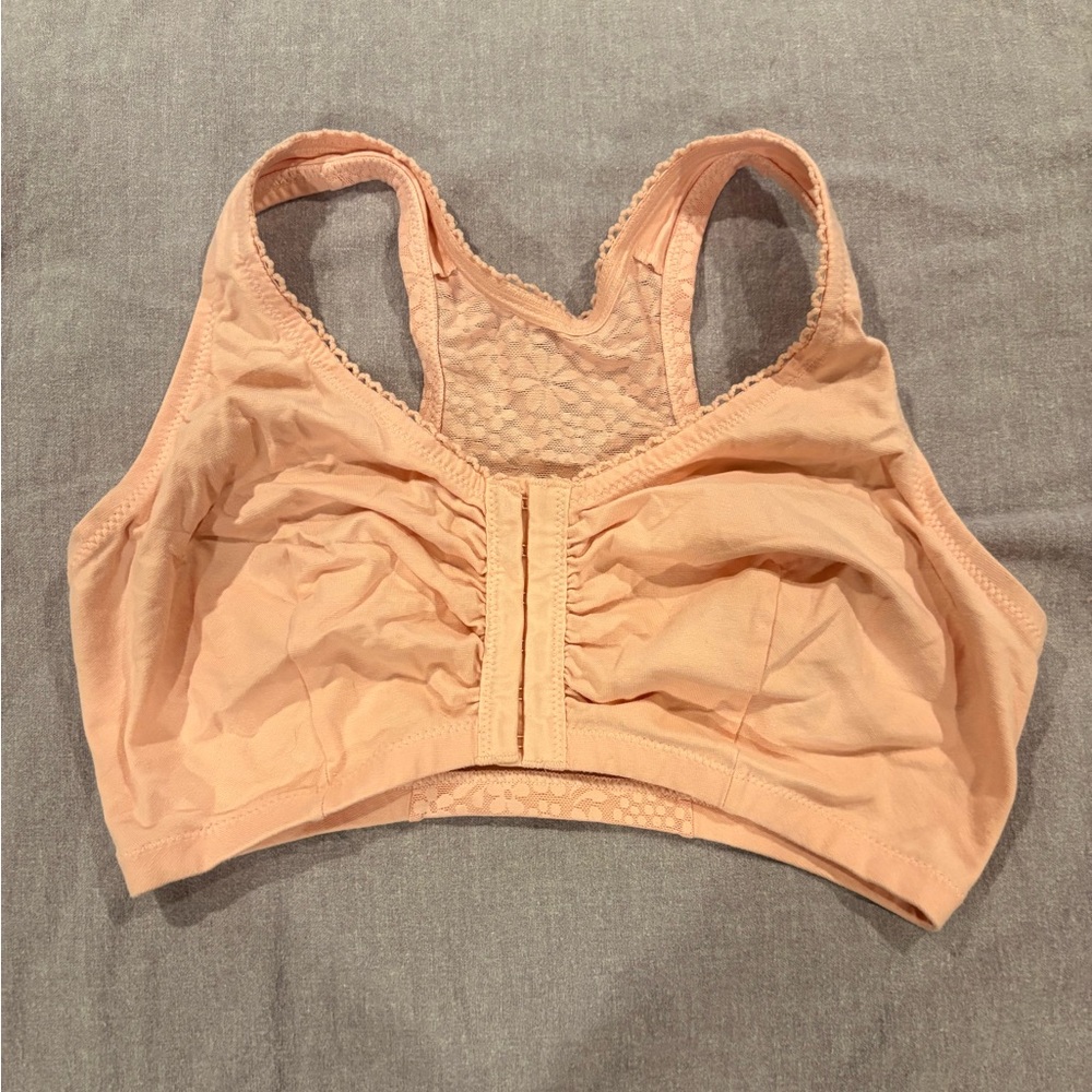 GLAMORISE Front-Close Cotton T-Back Wire-Free Comfort Bra, 38 DD/F